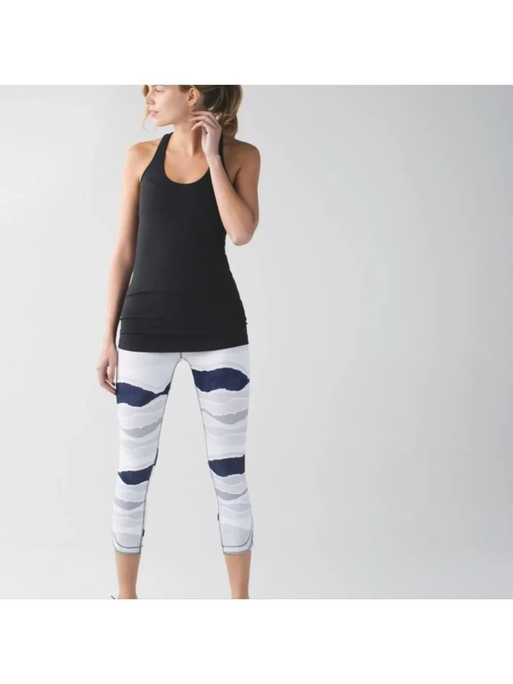 Lululemon True Self Crop Bleacher Stripe White Black